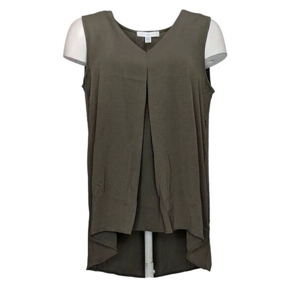 Fever Green Sleeveless V Neck With Pleated Detail Blouse - Picture 1 of 10